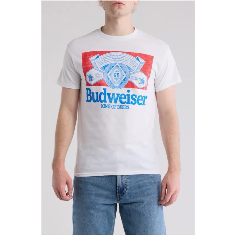 Budweiser Brew City White Graphic T-Shirt, M